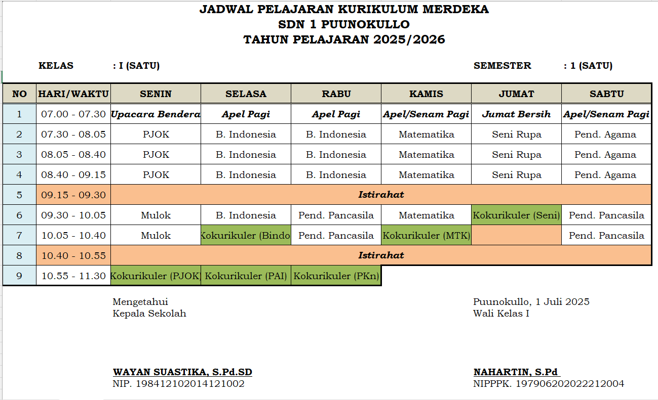 Jadwal Pelajaran